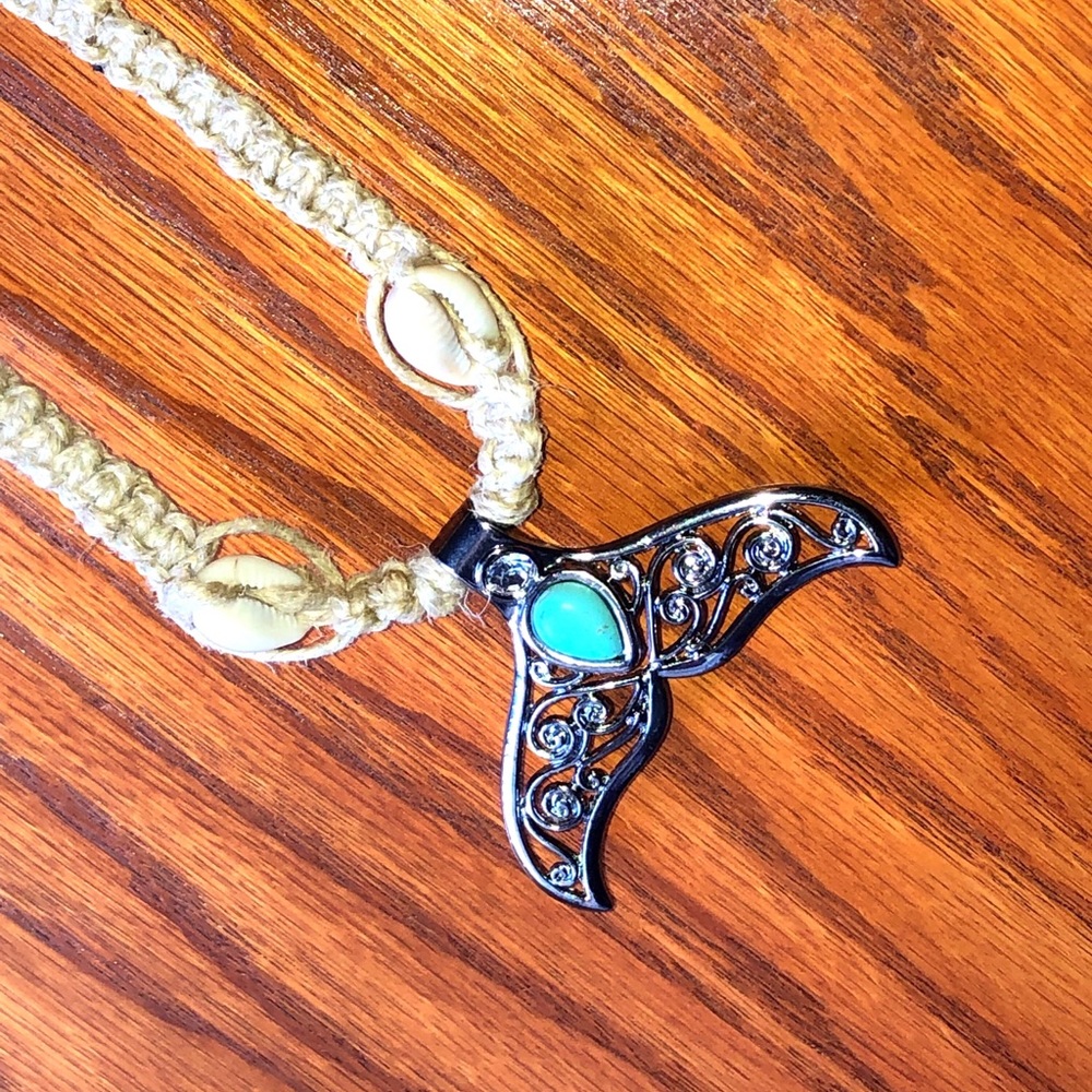 Hemp Necklace with Mermaid Fin Pendant